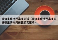 微信小程序開發(fā)多少錢（微信小程序開發(fā)多少錢哪里濟南興田德潤實惠嗎）