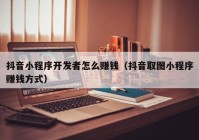 抖音小程序開發(fā)者怎么賺錢（抖音取圖小程序賺錢方式）