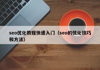 seo優(yōu)化教程快速入門（seo的優(yōu)化技巧和方法）